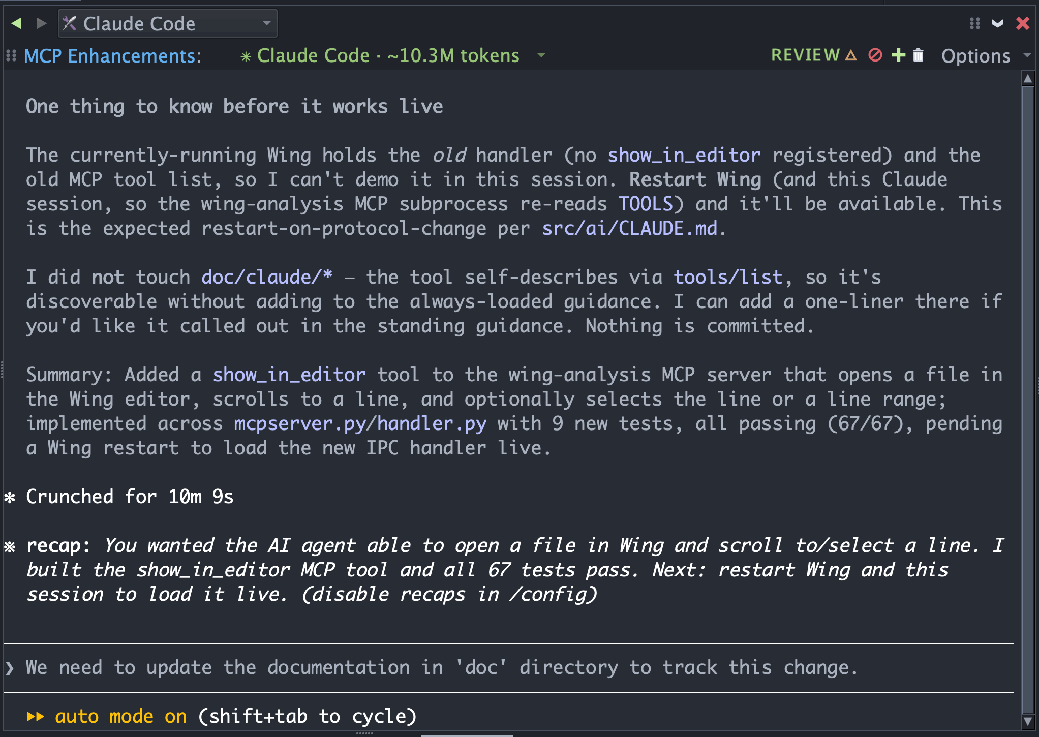 Typing a follow-up request in the Claude Code tool