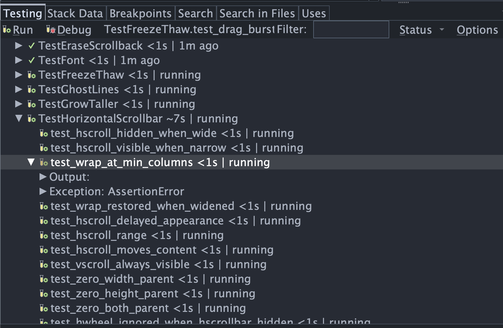 Testing tool while the agent is running tests