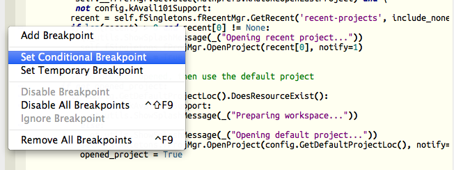 Setting a Conditional Breakpoint